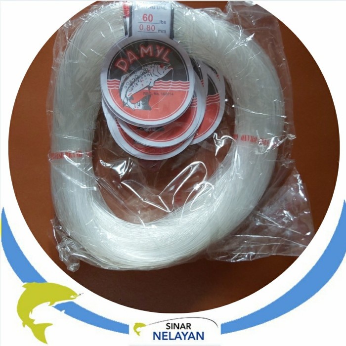 Senar pancing Damyl putih no 60 lbs, diameter 0.80 mm