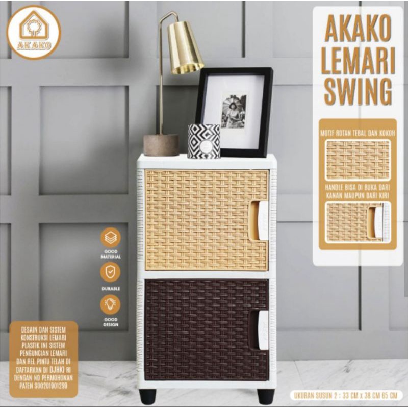 lemari plastik akako swing rotan susun 2