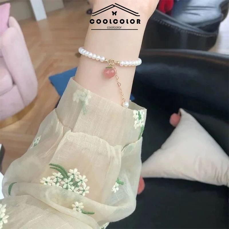 COD❤️Gelang Mutiara Persik Pelajar Wanita Niche Design Sisters Couple Best Friends Gelang Wanita Perhiasan Fashion Aksesoris Impor Murah