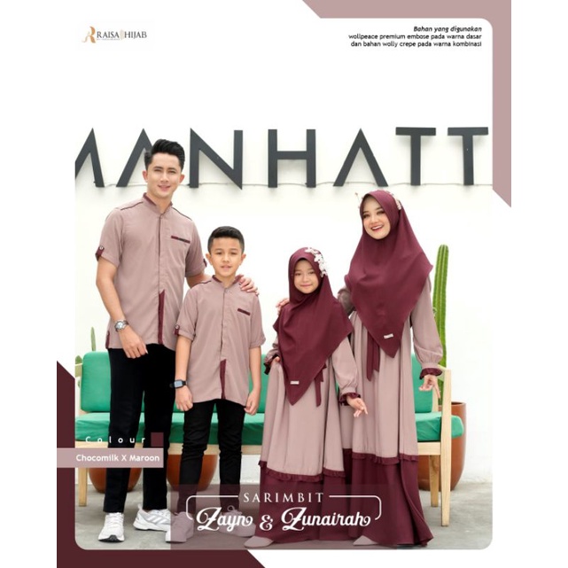 Sarimbit Family Zayn dan Zunairah By Raisa Hijab Gamis Koko Keluarga Couple Lebaran Premium Original