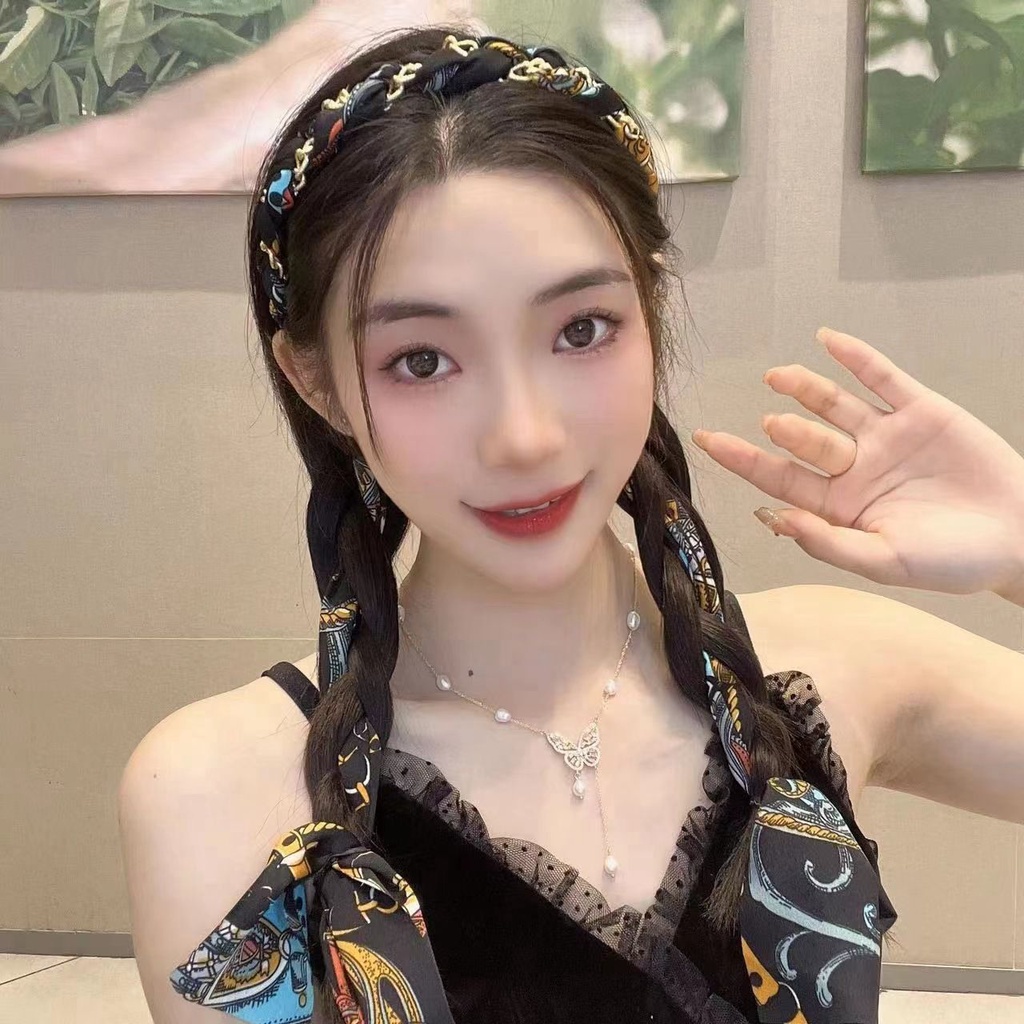 BANDO MUTIARA TALI Korea Dari Gaya Ins Rambut Panjang Dengan Jarum Jam Temperamen Busur Simpul Pita Rambut