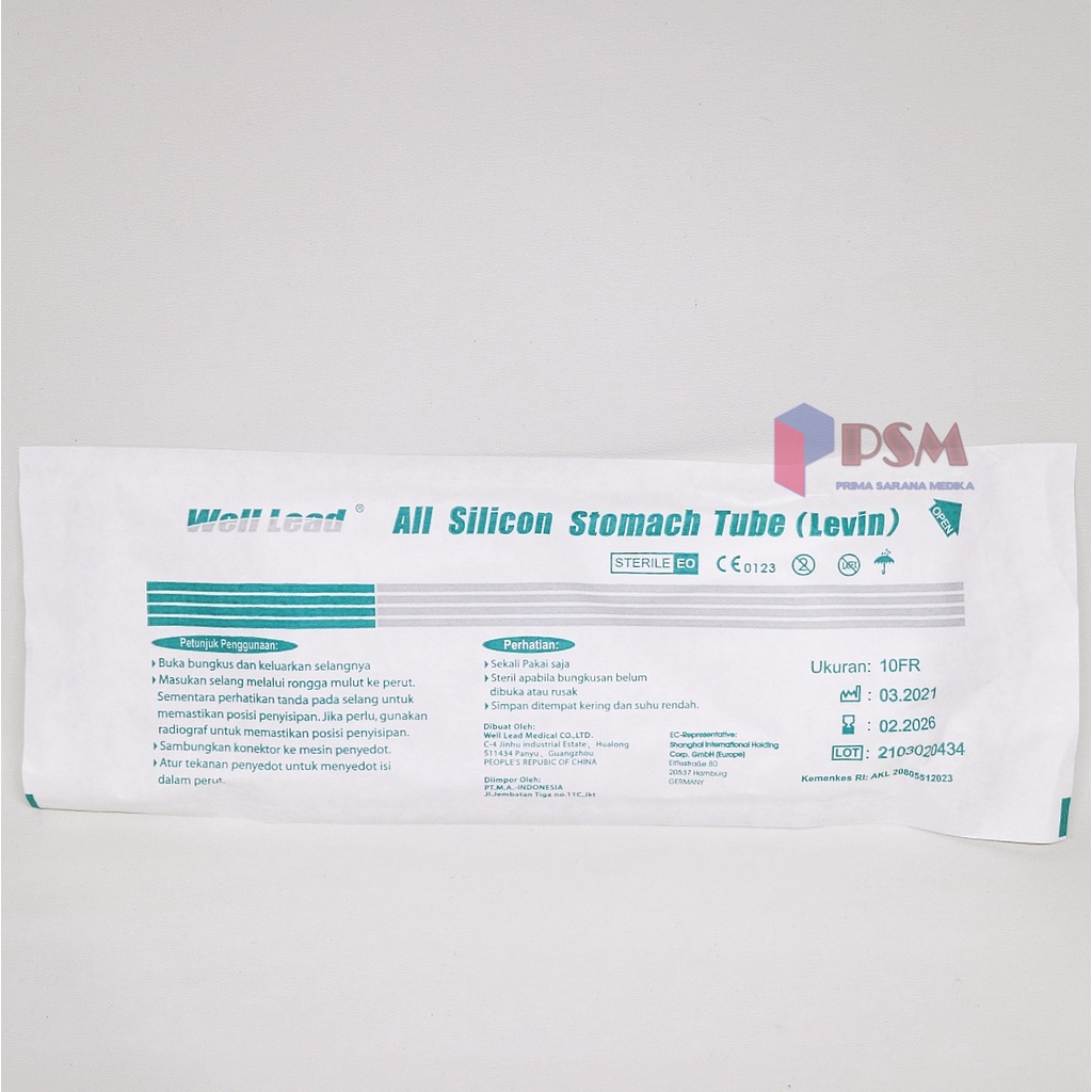 Well Lead All Silicon Stomach Tube Levin / Selang Makan NGT Silikon