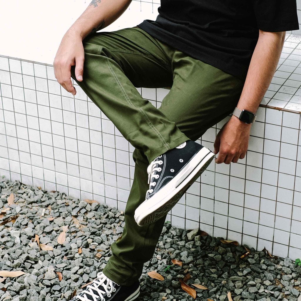 UNKL347 Pants Chinos Celana Panjang Nyaman Simpel FAYA Army Green