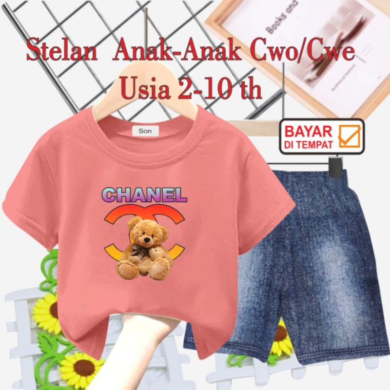 STELAN ANAK UNISEX/CELANA SEMI JEANS USIA 2 THN-10 THN(BEAR CHAN3L)