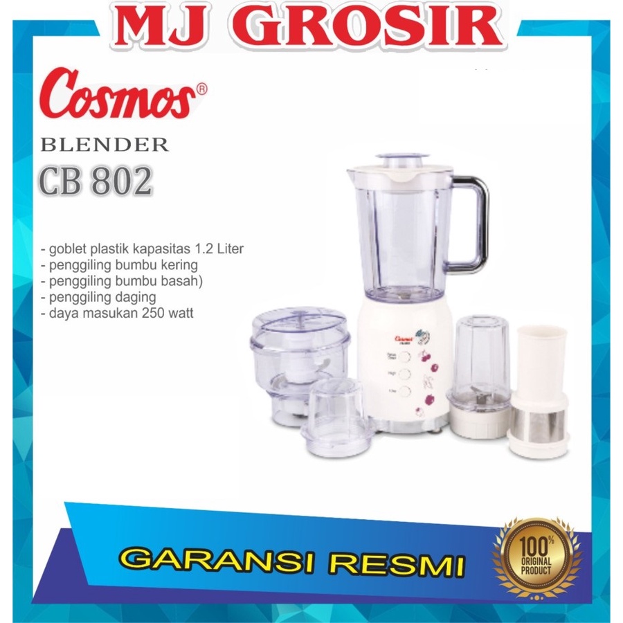 BLENDER COSMOS CB 802 BLENZ 5 IN 1 SERBAGUNA BAHAN PLASTIK 1.2 LITER