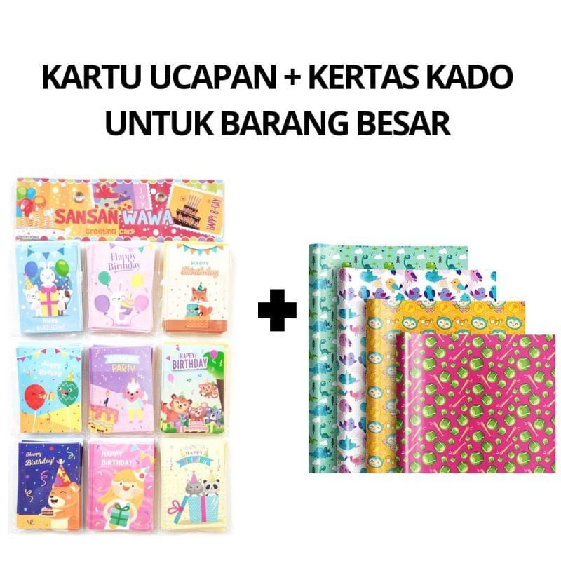 

TAMBAHAN KERTAS KADO + KARTU UCAPAN BARANG KECIL SAMPAI SEDANG