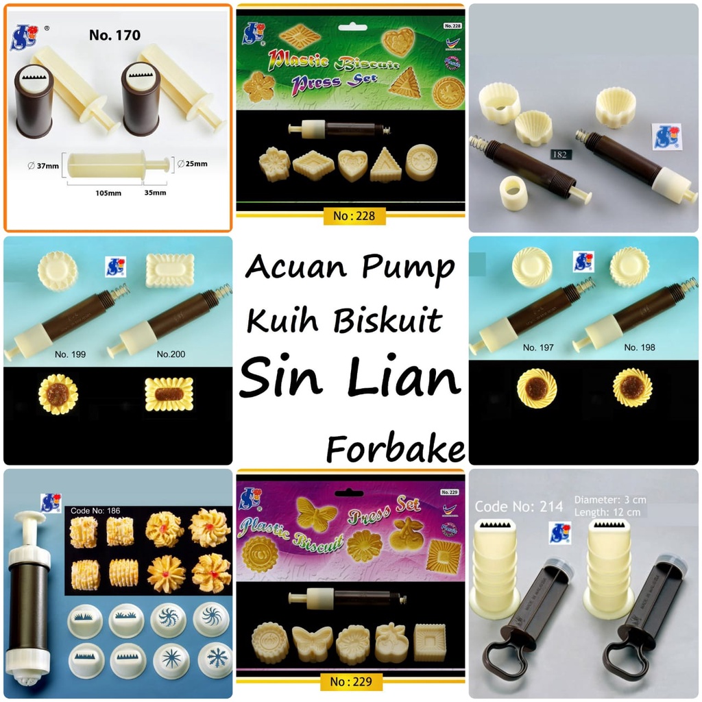 Acuan Sin Lian Biscuit Press Pump Cetakan Biskuit SinLian Cetakan Kue Semprit 135 141 151 167 170 179 180 181 182 186 187 188 189 190 198 199 200 214 215 216 228 229