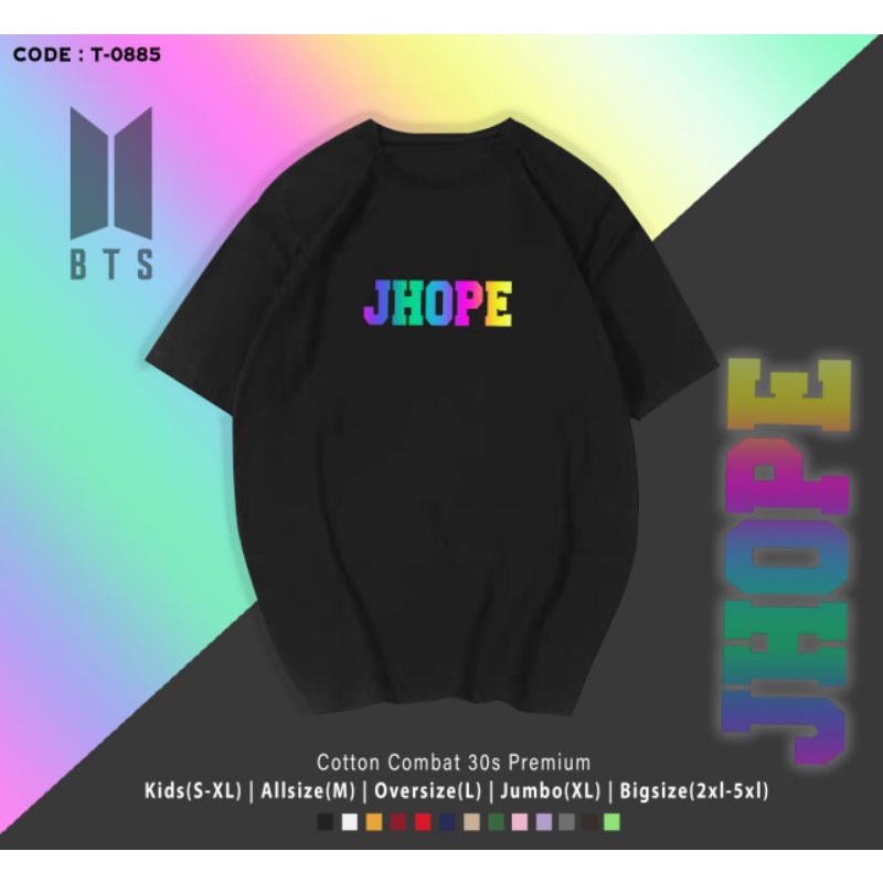 KAOS REFLEKTIF B T S/TSHIRT GAMBAR NYALA JK-JM-JIN-JHOPE-V-RM-SUGA