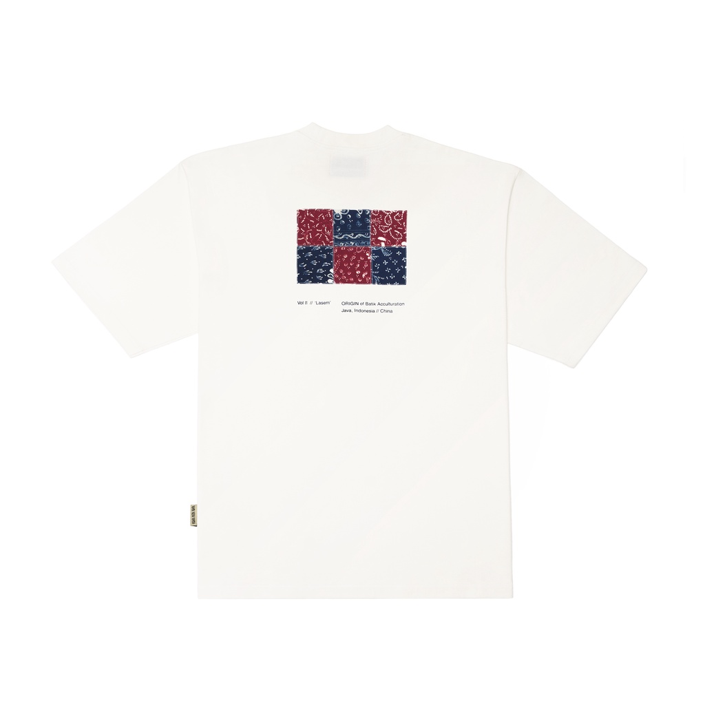 Namaka - White Lasem Tulis Patched Batik Tee - Kaos Batik Unisex