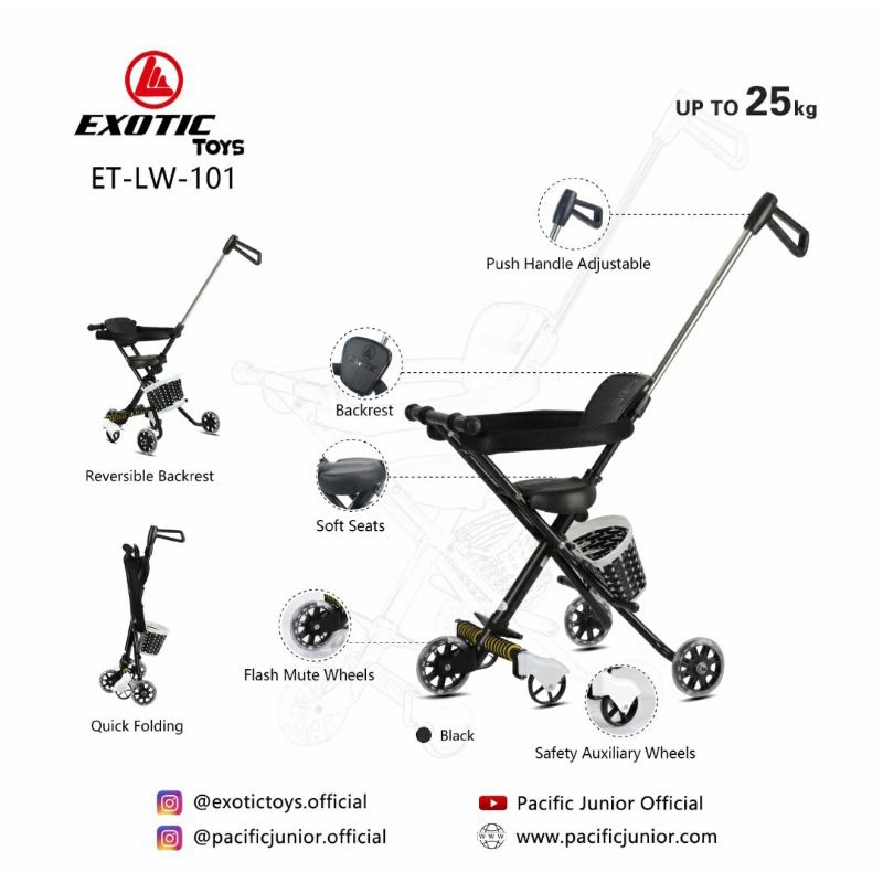Sepeda Sepedah Speda Dorongan Kereta Anak Bayi Roda 3 Tiga tricycle Anak Bayi exotic lw 001 Murah