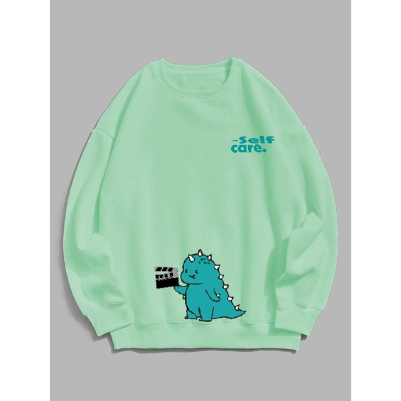 Sweater wanita Self care Dino Crewneck wanita size M-XXL