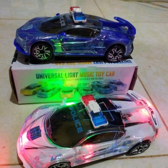 Mainan mobil polisi jalan batre lampu menyala
