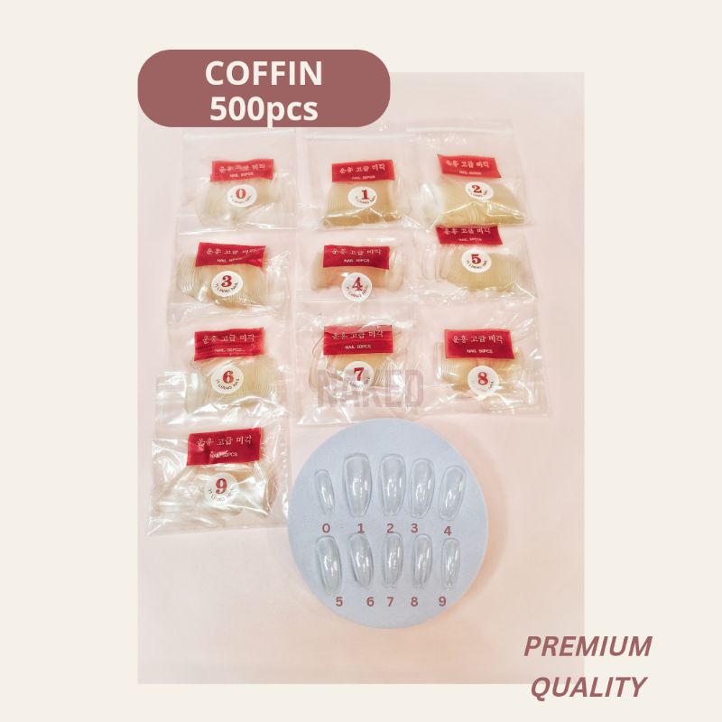 Kuku palsu Coffin Fake nails coffin clear 500 pcs nailart nailgel