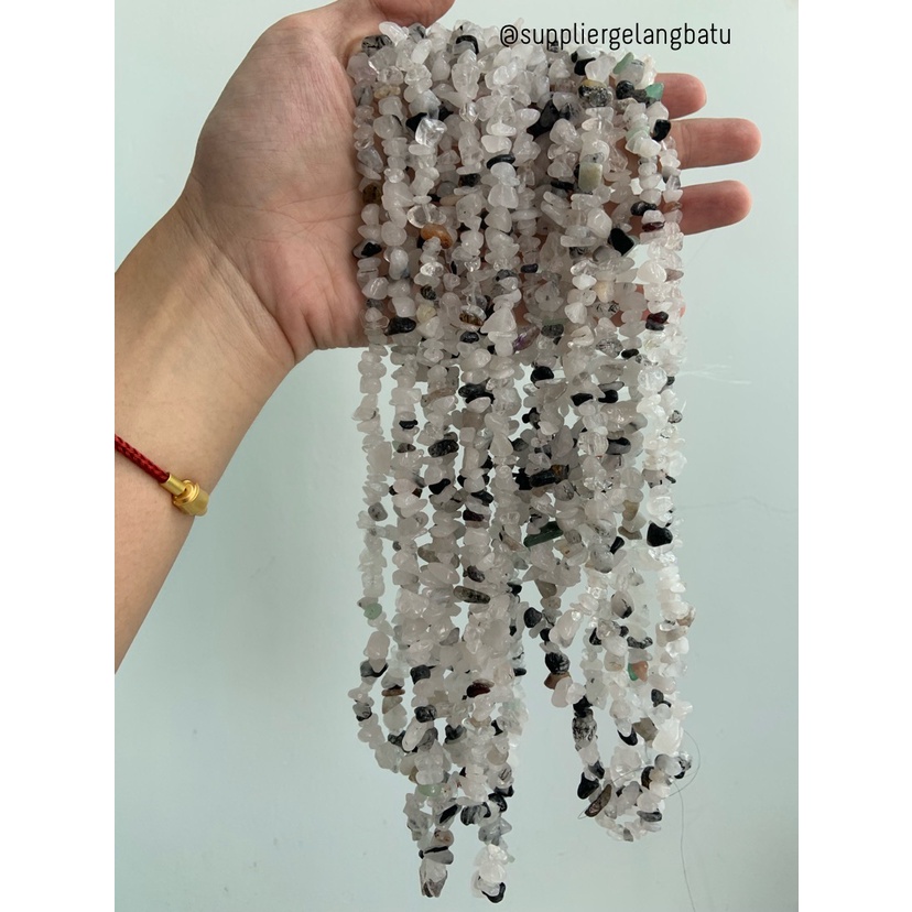 kerikil Batu alam WHITE RHODOLITE dalmantion 1cm manik aksesori craft