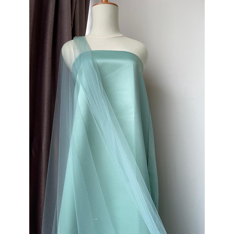 Kain Soft Tile Tulle Halus Polos Warna Hijau Wardah Green