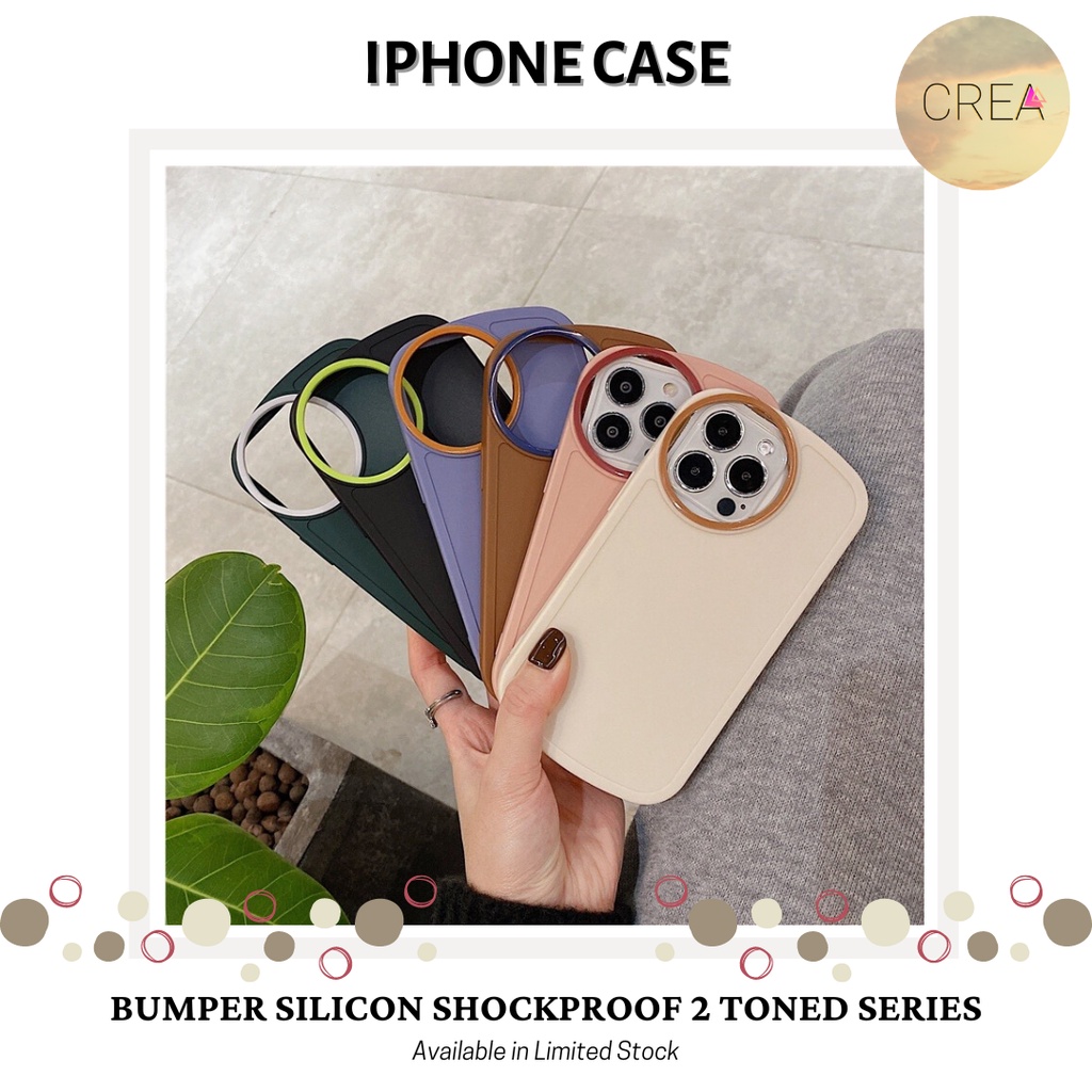 Casing iPhone / iPhone Case / Soft Case - Bumper Silicon Shockproof Two Toned Round Camera - Iphone 