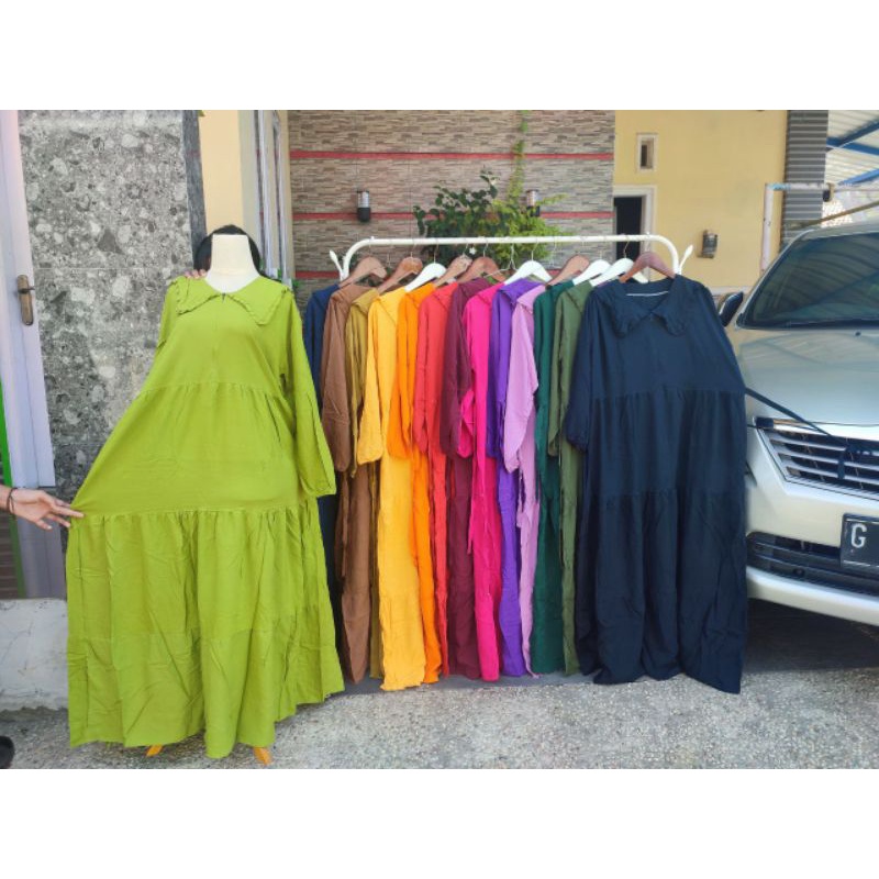 Gamis susun jumbo rayon tebal daster polos pekalongan best seller