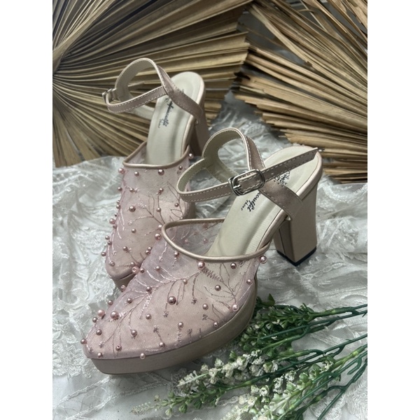 sepatu wedding wanita purri rosegold 9cm tahu