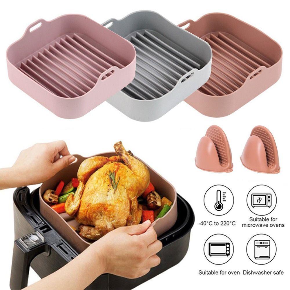 Top Square Silicone Pot Replacement Cooking Reusable AirFryer Aksesoris Dengan Klip Tangan