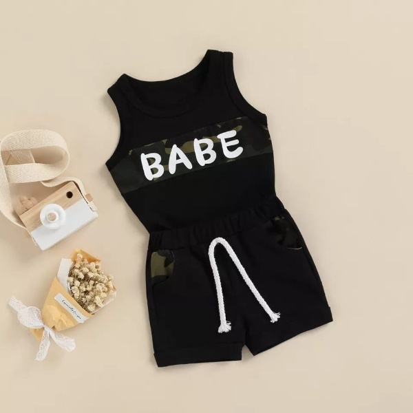 BEFAST - ZTL OOTD Setelan Anak ANICA / SETELAN SINGLET ANAK BABE / Pakaian Anak Balita / Oneset Kekinian Anak-Anak / Set Atasan Kaos Tanpa Lengan+Celana Pendek / Fashion Santai Anak Casual / Setelan Anak Perempuan dan Laki-laki / Termurah