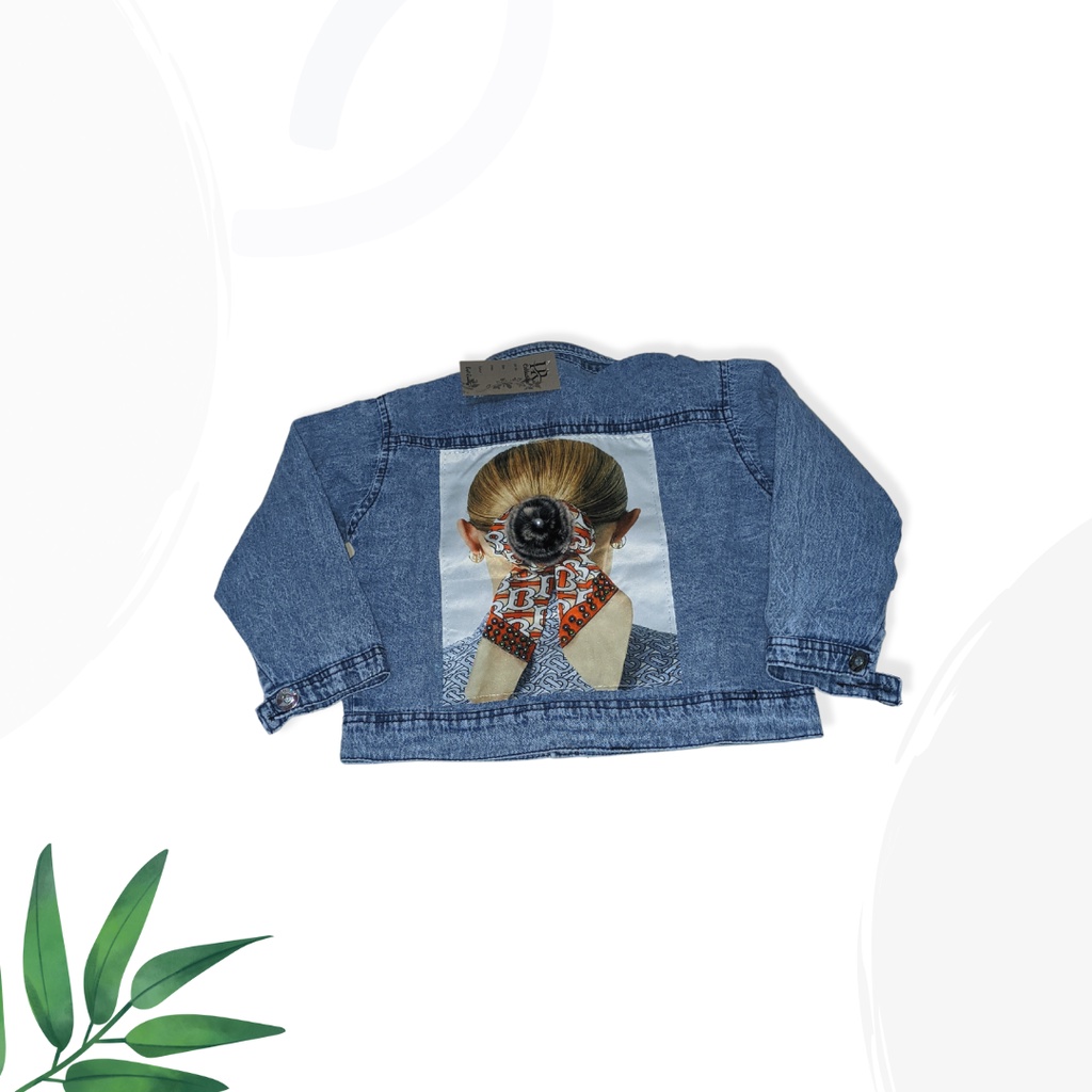 Jaket Levis Anak Perempuan Gambar Belakang 3D Patch Kekinian Usia 1 - 5 tahun