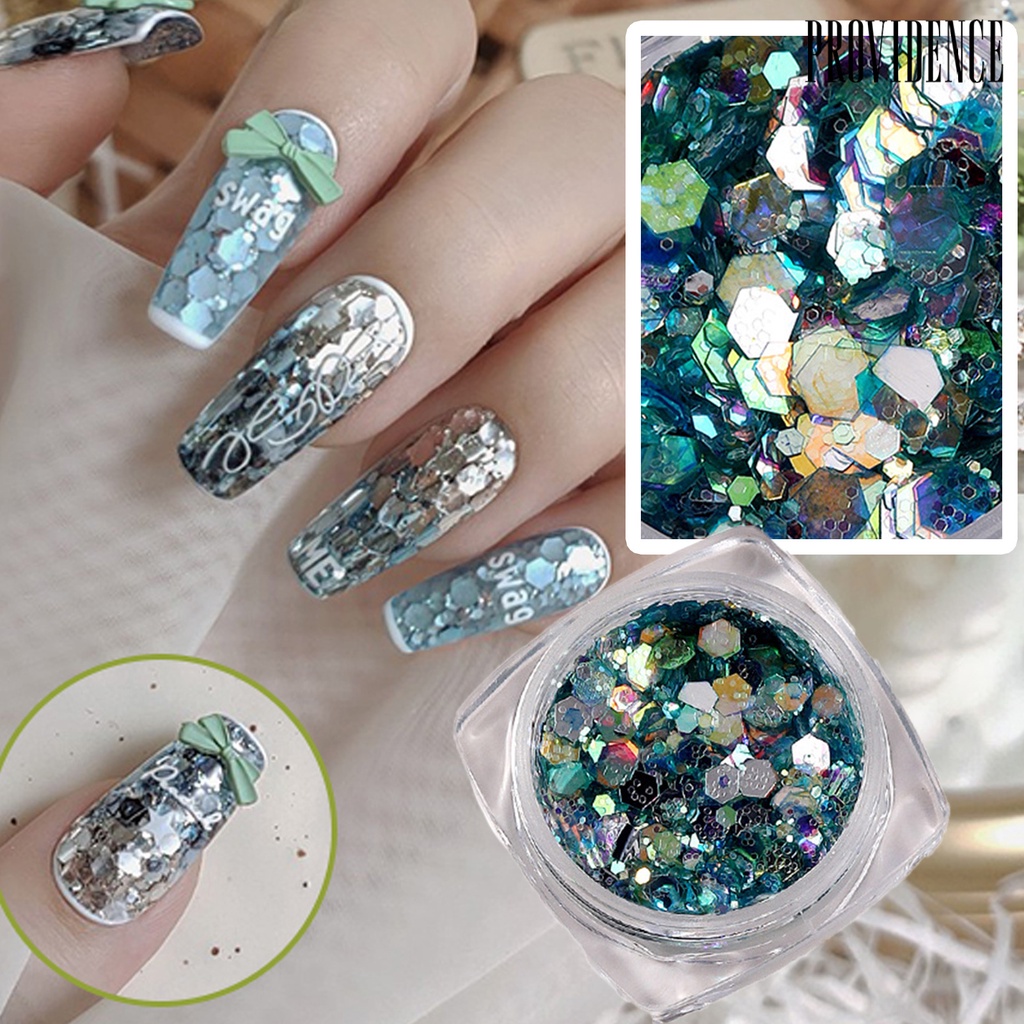 1 Kotak Payet Glitter Bentuk Hexagon Sekali Pakai Reflektif Anti Retak Untuk Dekorasi Nail Art Manicure