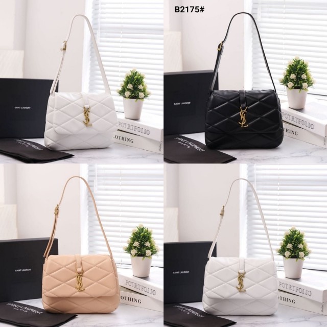 Tas Y*L  Le 57 Hobo Bag In Quilted Lambskin Leather Bag B2175 Semi Platinum (Kode: YSL158)