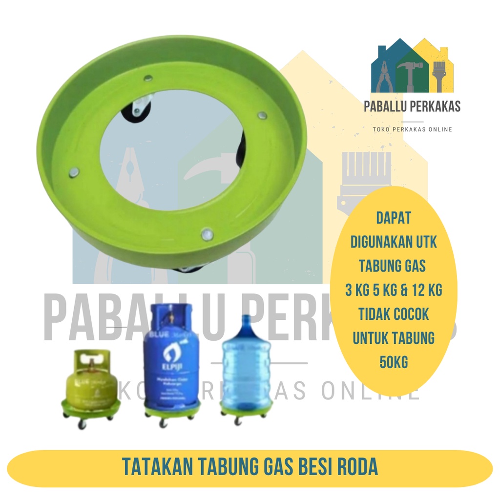 Tatakan Dudukan Tabung Gas LPG Bulat Besi 3kg 5Kg 12kg / Dudukan Galon / Tatakan Kaki Roda Alas Dudu