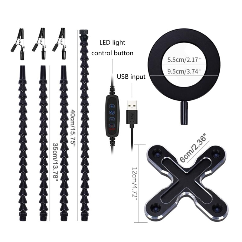 Zzz Stasiun Las Dengan 4 Lengan + Kaca Pembesar LED X3 PCB