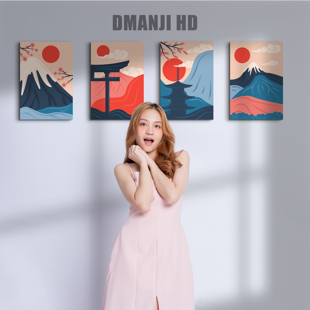 DMANJI HD | Hiasan dinding Aesthetic Japanese | Poster Kayu Abstrak Jepang | Poster Gaya Jepang | Po