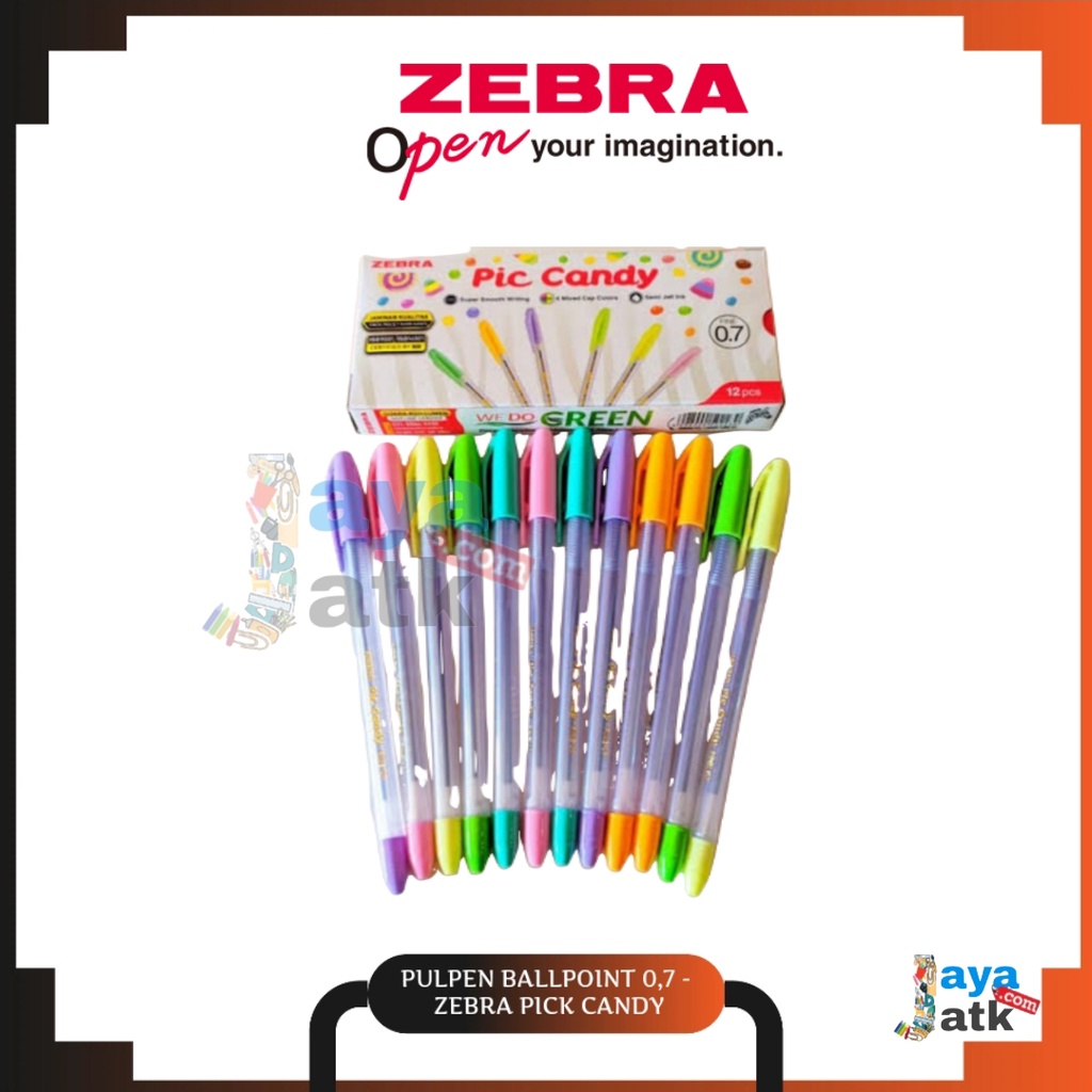 

(PACK) Pulpen Ballpoint Pena 0,7 - Zebra Pick Candy