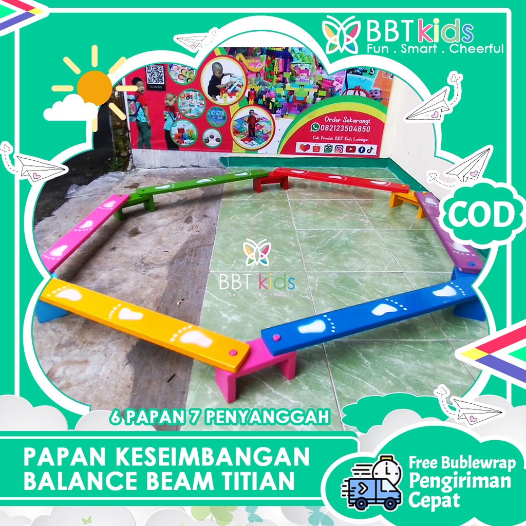 PAPAN TITIAN PAPAN KESEIMBANGAN BALANCE BEAM MAINAN EDUKKATIF ANAK KAYU SOLID