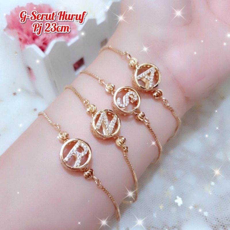 Gelang serut titanium mix huruf