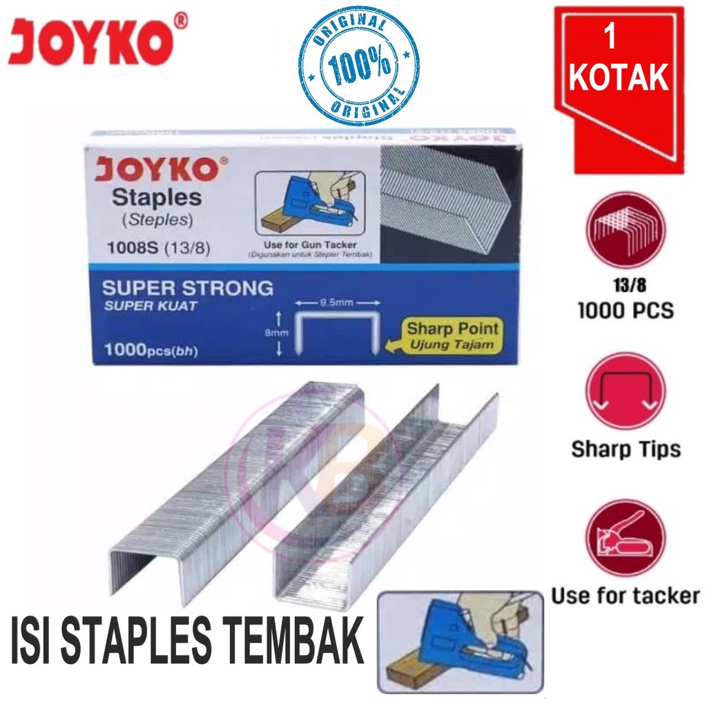 

Staples Gun Tacker | Isi Staples Tembak | Refill Gun Tacker Ukuran 13/8 | Refill Joyko | Satu Gemilang