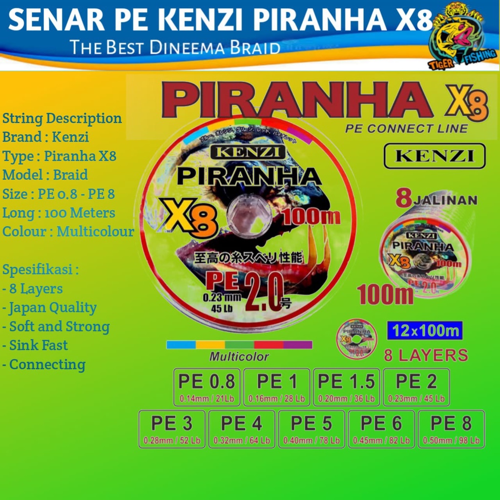 Senar PE/Tali Pe Piranha x8 100m
