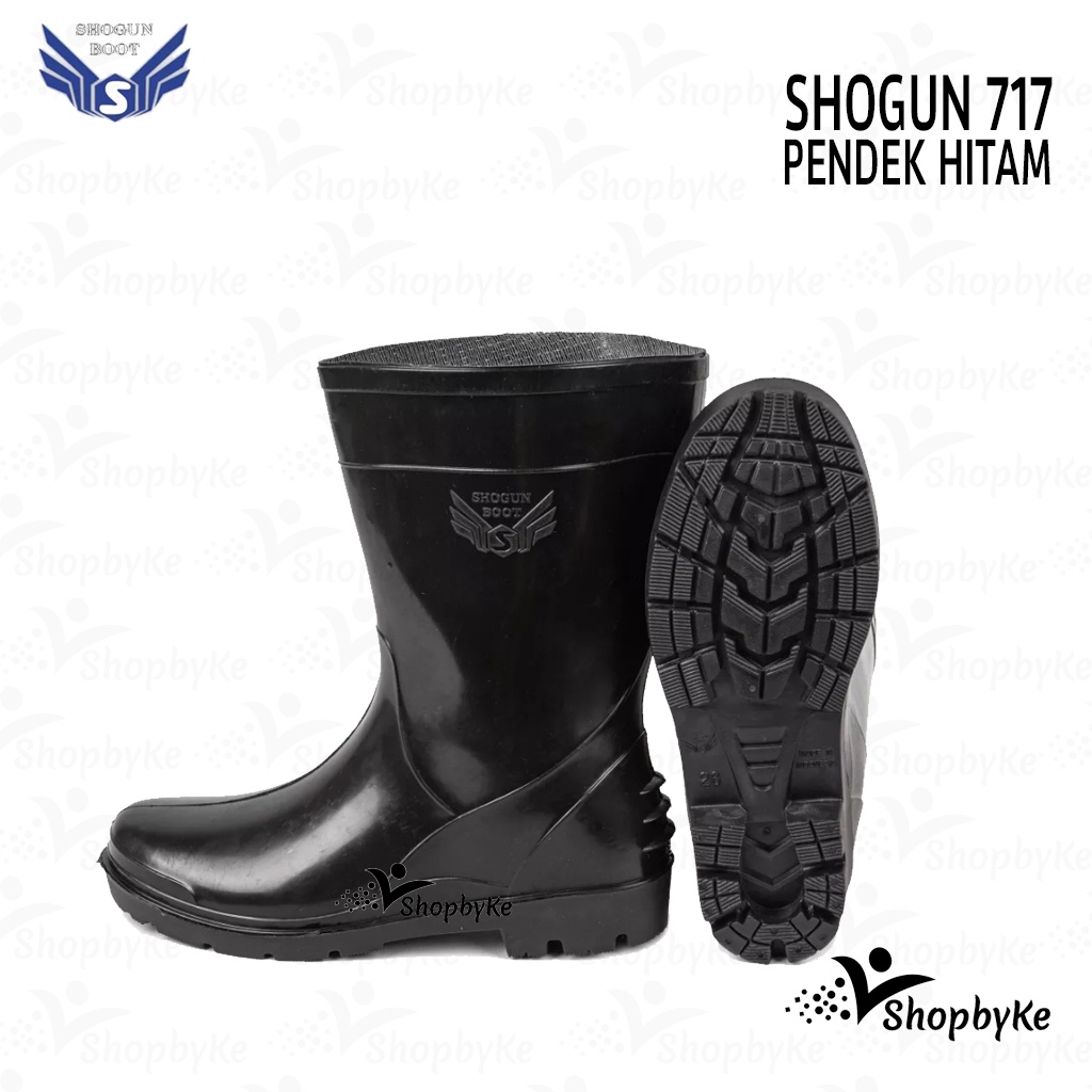 Sepatu Boot Karet Pendek SHOGUN 717 HITAM  / Sepatu Boots Karet APD Pendek Pria Pertanian Perkebunan