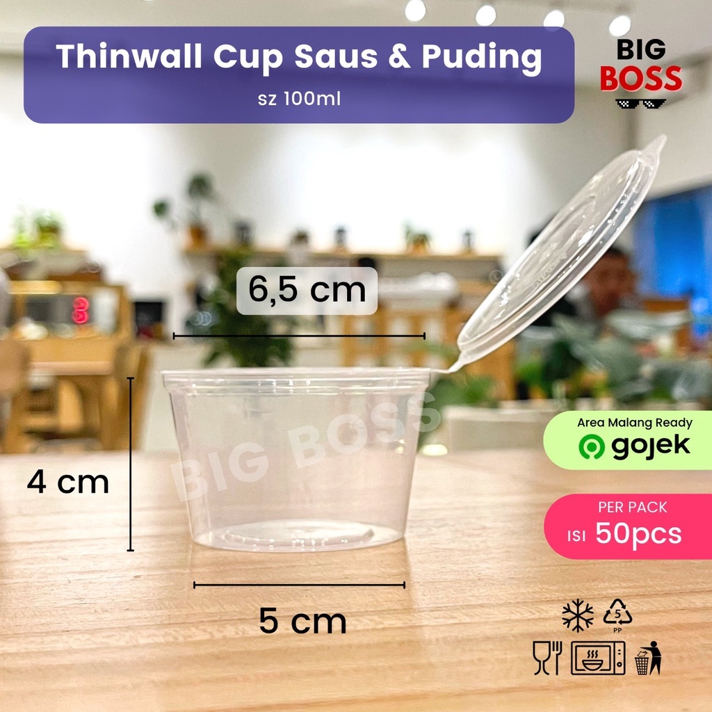 [ISI 50 PCS] Gelas Pudding 100ml + Tutup / Thinwall Wadah Cup Saus Saos Sambal 100 ml [MINIMAL 50PCS]