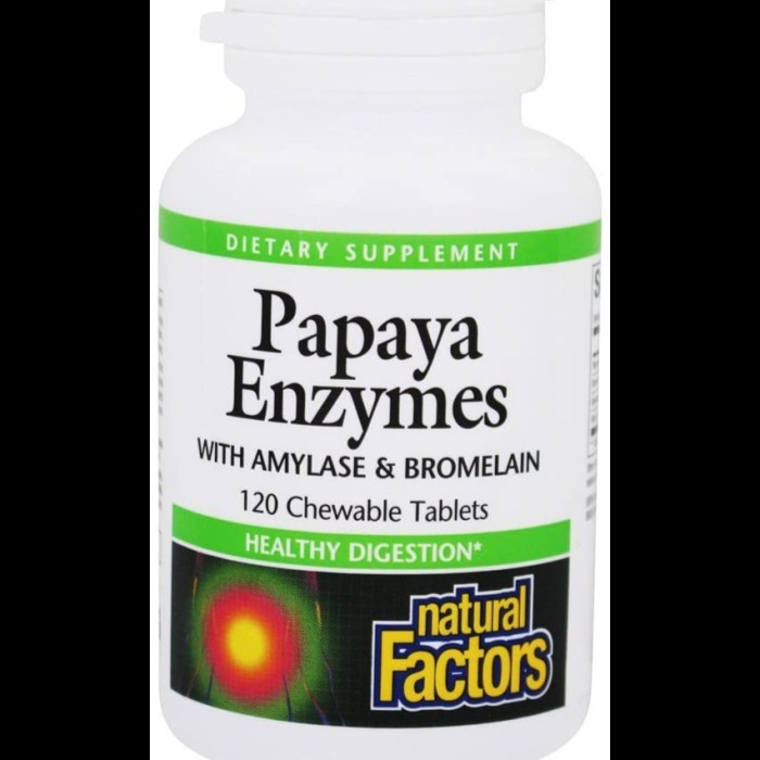 Jual Natural Factors Papaya Enzymes with Amylase & Bromelain, 120 Chewable Shopee Indonesia