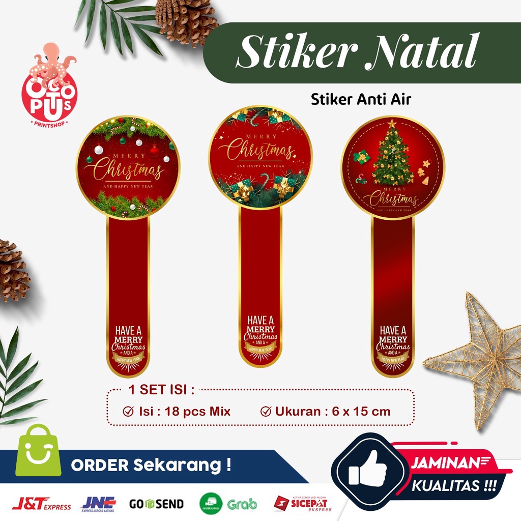 

18 PCS Stiker Toples Natal Premium - Stiker Segel Toples Natal Premium - Stiker Toples Natal Lucu - Label Toples Natal - Stiker Natal Premium UKURAN 6X15CM