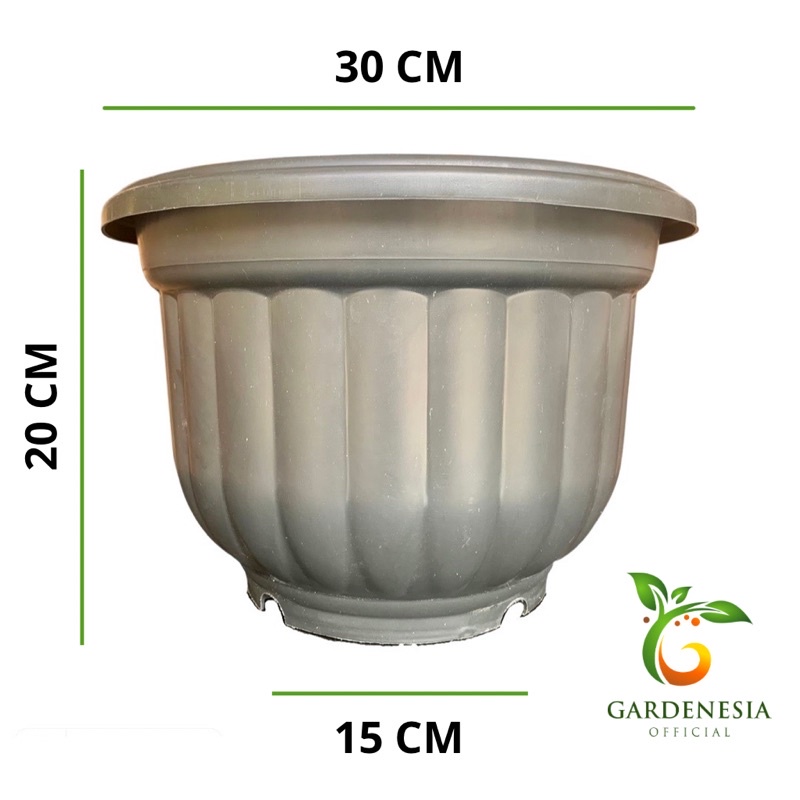 Pot Tanaman Model Belimbing Diameter 30 CM Warna Putih Hitam Merah
