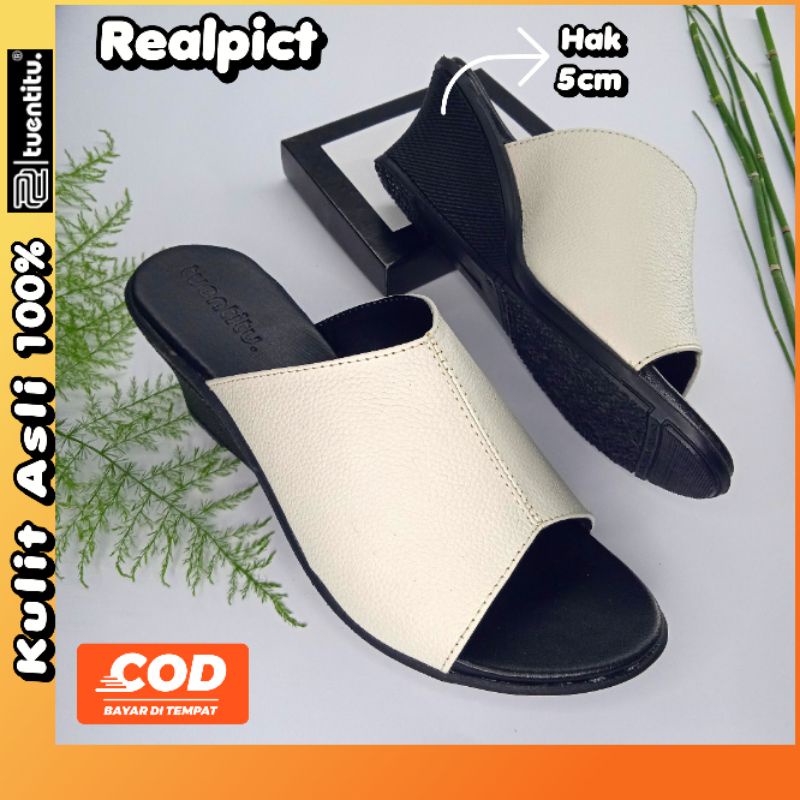Sandal Wedges Wanita Kulit Asli Sukaregang Garut Sendal Kulit Cewek Cewe Perempuan Wanita Dewasa Ori