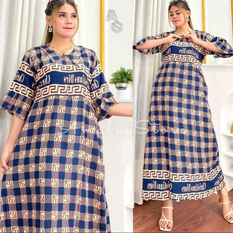 [BISA COD BAYAR DIRUMAH] NEW LONGDRESS MAURA CATUR LENGAN 3/4 TERNYAMAN