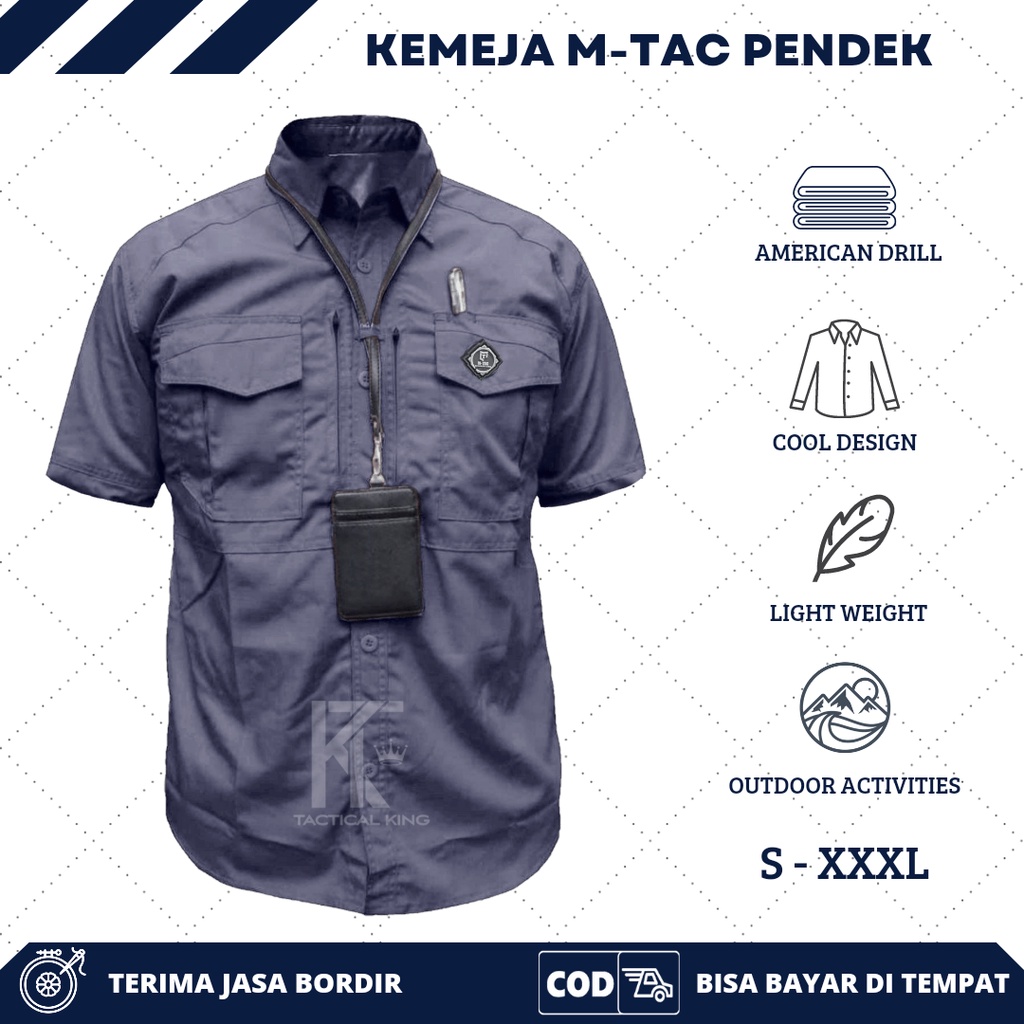 Baju Kemeja Tactical M-TAC Lengan Pendek Best Seller PDL Pria Bahan Drill Outdoor Lapangan Kantor
