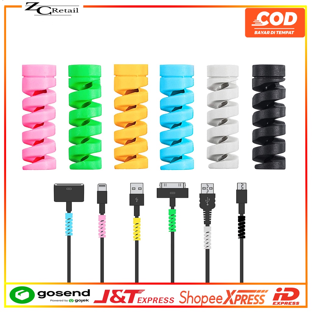 Pelindung Ujung Kabel WALL CABLE KABEL CABEL PROTECTOR Charging Charger Spiral Micro usb Type C universal