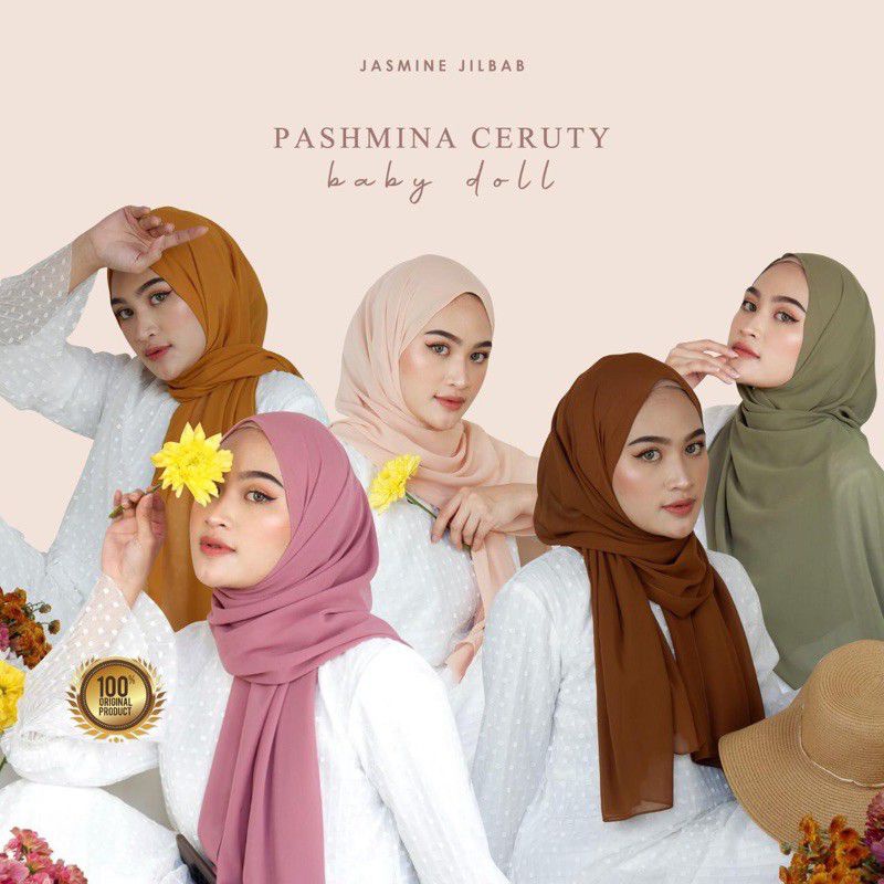 180x75 JILBAB PASHMINA CERUTY BABYDOLL PREMIUM / PASHMINA LOZY CERUTI BABYDOLL TEPI JAHIT