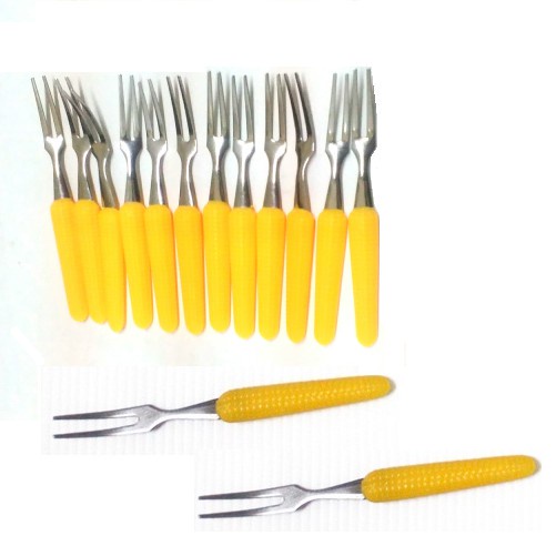 FM - Garpu Kue / Garpu buah Kecil Stainless Steel Gagang motif Jagung - 12 pcs/garpu