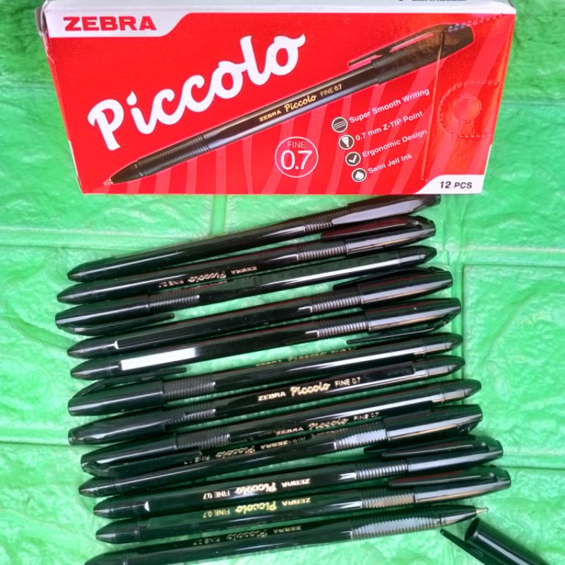 

12 Pcs Pen Zebra Picolo Hitam Pulpen Pena Bolpoin Grosir