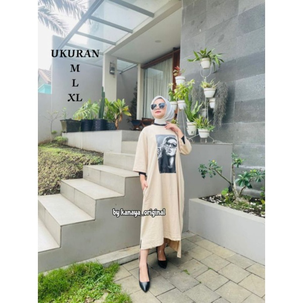 LONG TUNIK KAOS MOTIF KEKINIAN 2022 MIDI DRESS WANITA KOMBINASI LONG TUNIK KAOS IMPORT TUNIK WANITA 