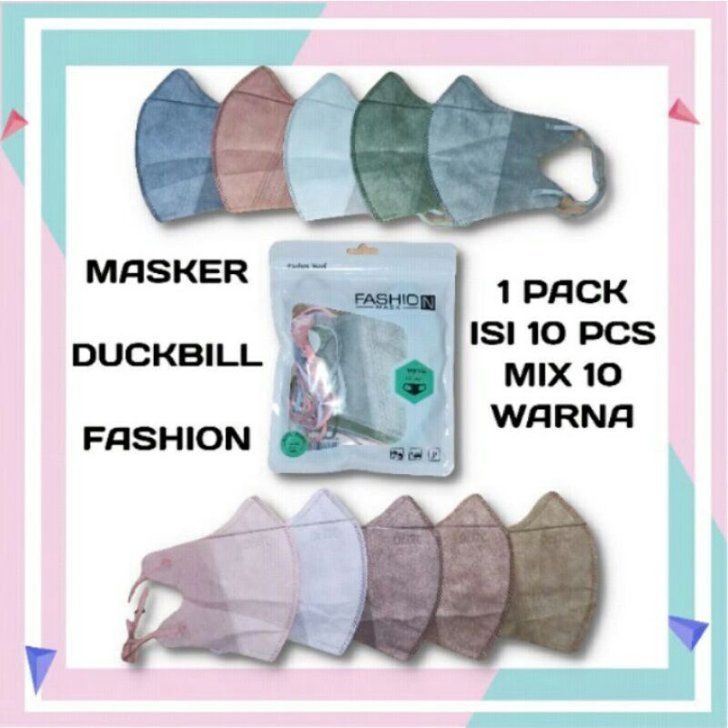 MASKER DUCKBILL MIX WARNA ISI 10 PCS/PACK