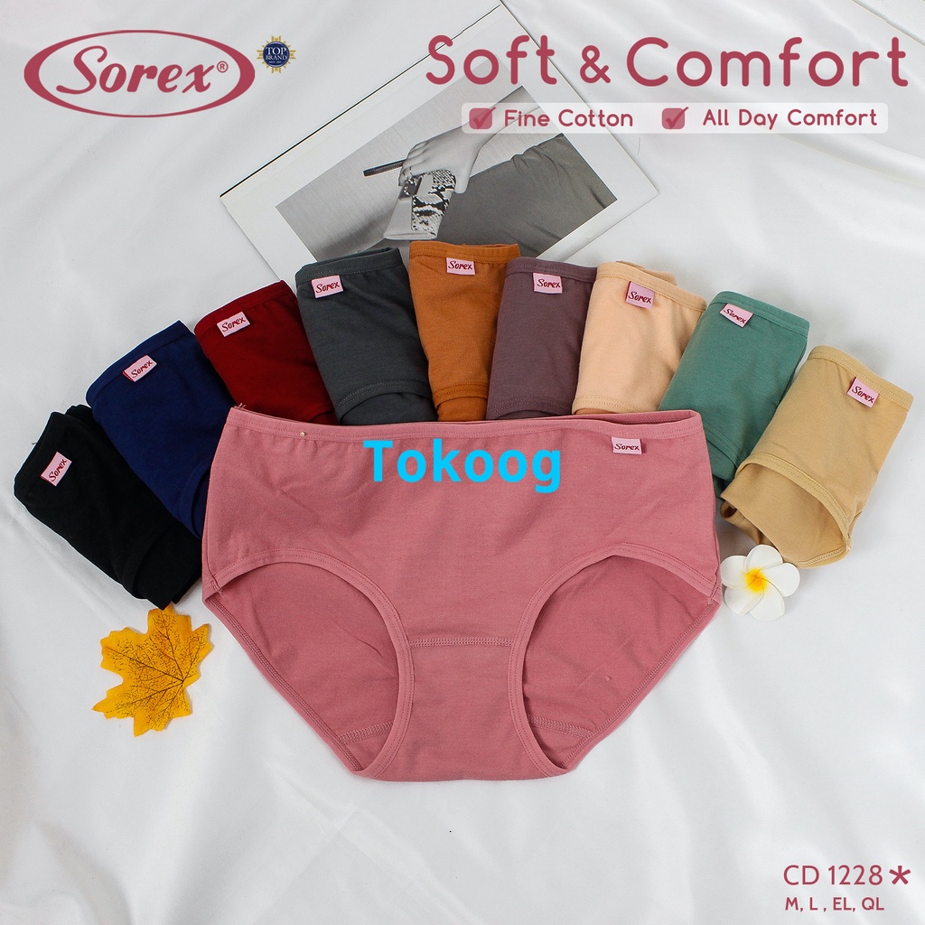 (12PCS) Celana Dalam Wanita Sorex Cotton CD Dewasa Katun 1228 M L XL XXL 1 lusin